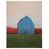 White Farm House Art, Canvas Print with Handpainting