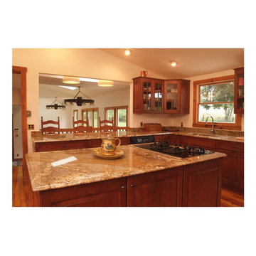 Rustic Cherry Kitchen with Glass Doors in Columbia, MD