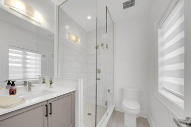 Inspiration for a small modern master bathroom remodel in Vancouver