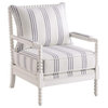 Bowery Hill Fabric Upholstered Accent Chair with Spindle White and Navy