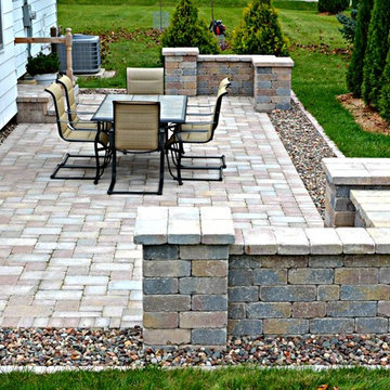 Unilock Brussels Block Brick Patio and Seat Walls