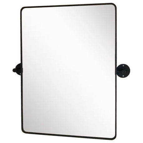 Rectangular Metal Frame Pivot Mirror, Matte Black