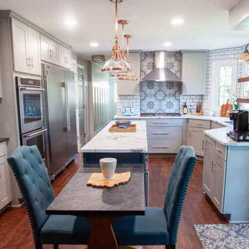Pops of Blue & Copper Kitchen