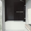 VIGO Rialto 34" x 58" Adjustable Frameless Hinged Tub Door, Black/Stainless Steel