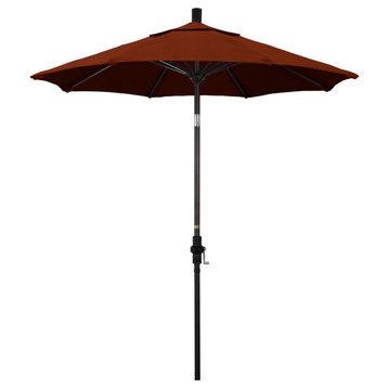 7.5' Bronze Collar Tilt Lift Fiberglass Rib Aluminum Umbrella, Pacifica, Brick
