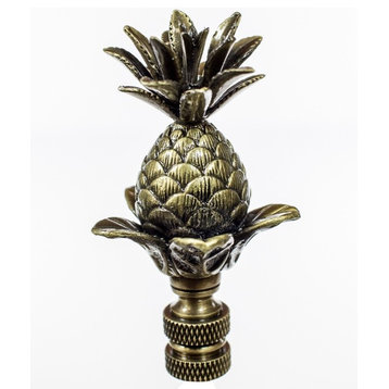 Blooming Pineapple Lamp Finial Antique Brass Metal 3"h