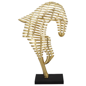 64" Metal Horse Sculpture, Gold