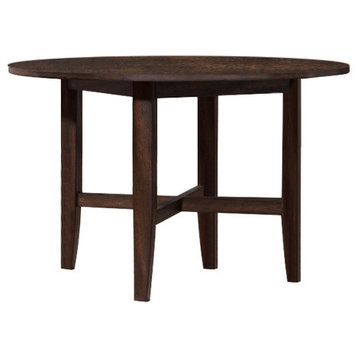 Benzara BM172026 Aged Look Round Table In Rubberwood Brown