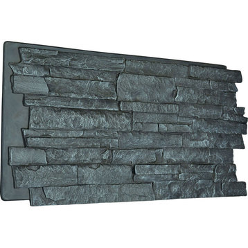 49"W x 25 1/2"H x 1 1/4"D Acadia Ledge Stacked Stone, Faux Stone Panel, Slate Gray