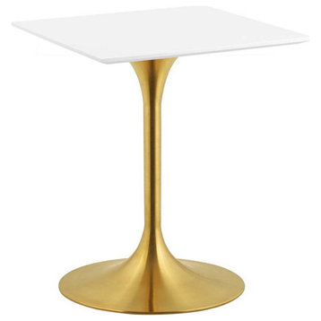 Hawthorne Collections 24"" Square Pedestal Bistro Table in Gold and White