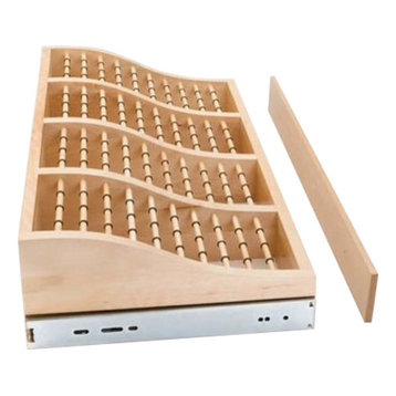 Rev-A-Shelf CWTR-2414-1 24" Classic Wood Pull Out Tie Rack - Natural Wood
