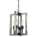 Artcraft Lighting - Gatehouse 4 Light Chandelier, Beach Wood/Black - Made in North America with pride, this "Gatehouse" collection 4 light small chandelier features a beach wood finish with black metal work. The frame is made of authentic wood (pine).