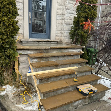 Replacement Of Old Impaired Stone To New Masonry Stone Porch & Step Cladding