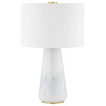 Hudson Valley Lighting - Saugerties 1 Light Table Lamp - Saugerties takes a familiar table lamp form and modernizes it with a ceramic white ash finish. The widest part of the tapered base has a hand-painted, ash-like effect that adds a subtle hint of color and an organic element. An oversized finial at the top pairs well with the Aged Brass ring at the bottom.