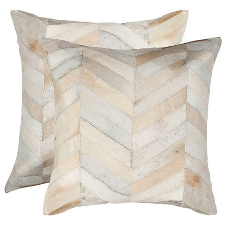 Torino Chevron Pillows, Set of 2, Natural, 18"x18"