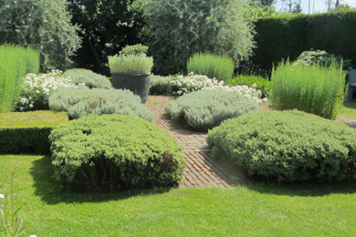 Medium sized classic garden in Cheshire.
