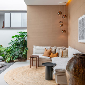 Lounge area with patio view and low table, Alfragide