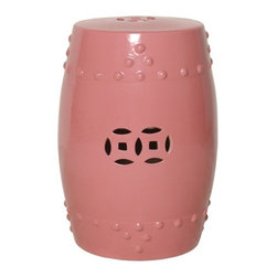Prosperity Symbol Garden Stool, Pink - Accent And Garden Stools
