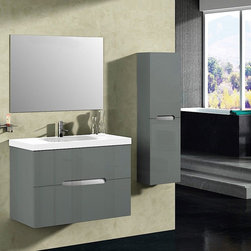 Abella 32 inch Modern Grey Finish Bathroom Vanity Set - Bathroom Vanities And Sink Consoles