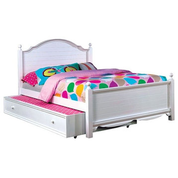 Furniture of America Poppy Transitional Wood Kids Full Bed with Trundle in White