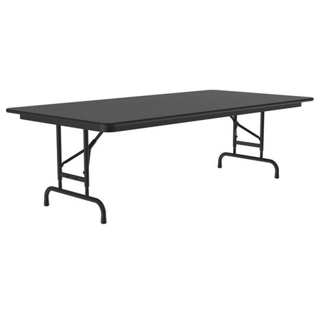 Correll 22-32"H Adjustable Height Melamine Top Folding Table in Black Granite