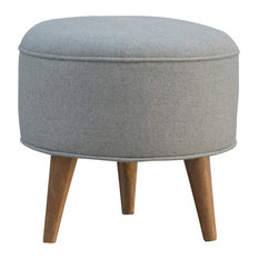 Round Footstool, Oak Finish Mango Wood