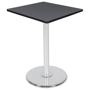Via Cafe High 30 Square Platter Base Table, Gray and Chrome