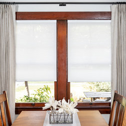 Honeycomb with Pinched Pleat Drapery - Window Blinds