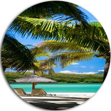 Tropical Paradise, Beach And Shore Photo Round Metal Wall Art, 38"