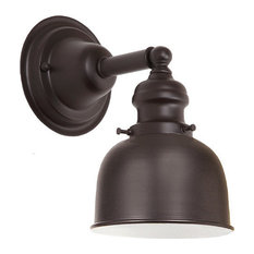 Light Wall Sconce Oil Rubbed Bronze Finish 5"W Metal Shade, Inside Finish White