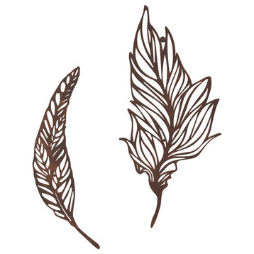 Set of 2 Metal Feather Hanging Wall Art