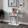 Furniture of America Manhattan Contemporary Glass Top Sofa Table in Glossy White