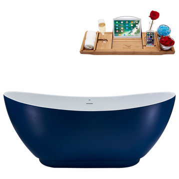 62" Streamline N595WH Freestanding Tub and Tray With Internal Drain