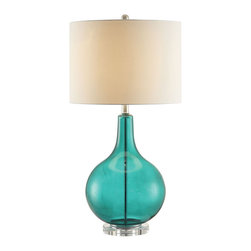 Transitional Glass Lamp | Turquoise - Table Lamps