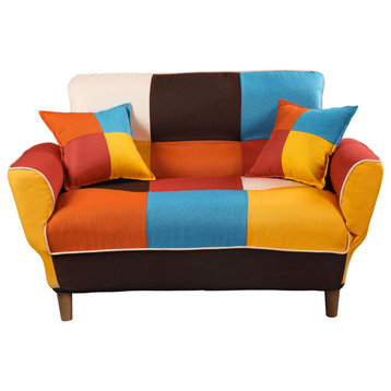 Expandable Loveseat Colorful Sleeper Sofa with 2 Pillows