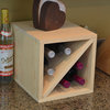 6-Bottle Stackable Wine Cube Exclusive 12" Deep Design, Unfinished Pine