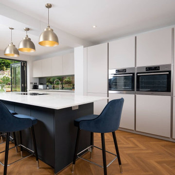 Modern Light Grey & Deep Blue Kitchen in St Albans  - Project Penn