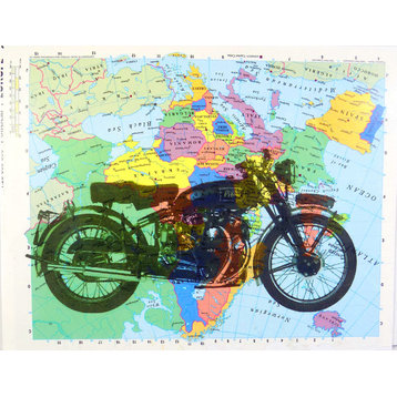 Art N Word Vintage Motorcycle Atlas Sheet Pop Art Wall or Desk Art Print Poster