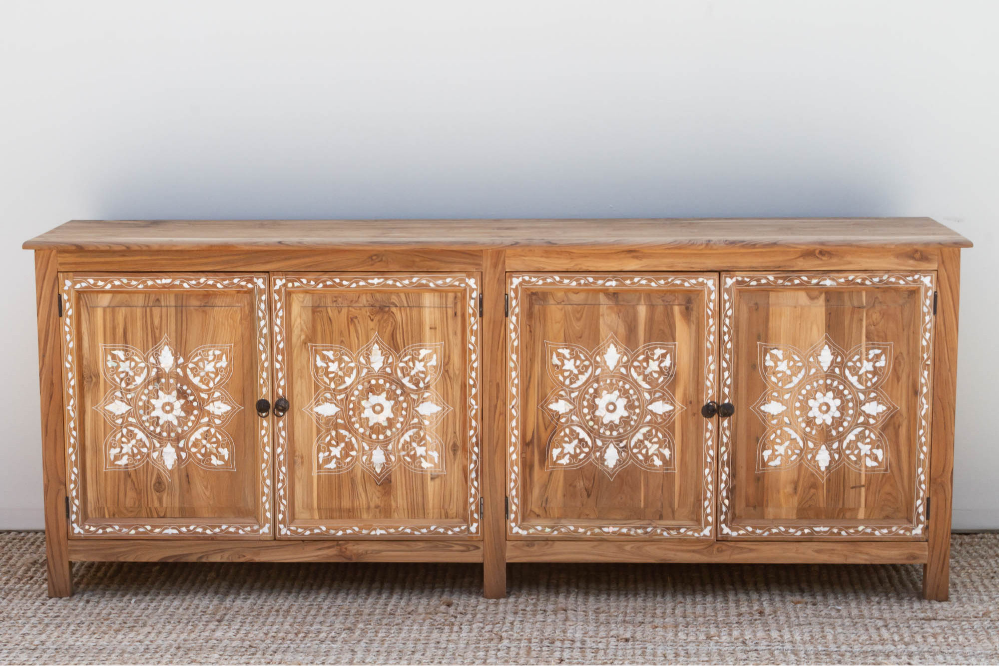 84" Long Damascus Mother Of Pearl Inlay Sideboard