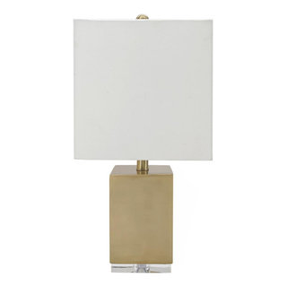 Carson 12.75 Modern Minimalist Iron Rechargeable Integrated LED Table  Lamp, Brass Gold/White