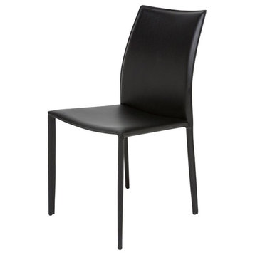 Nuevo Sienna Leather Dining Side Chair in Black