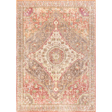 JONATHAN Y Lighting MDP307-8 Modern Persian 7-3/4' x 10' - Brown / Pink