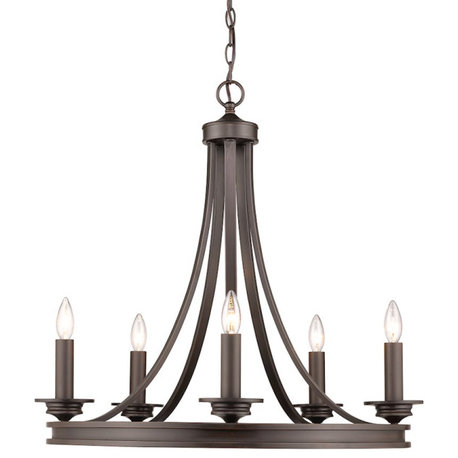 Golden Lighting Saldano 5 Light Chandelier Candelabra, Bronze, 3863-5RBZ