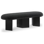 Meridian Furniture - Wilshire Boucle Fabric Upholstered Bench, Black, Black Finish - Immerse your entryway, living room, or bedroom in elegance with our stunning black Wilshire boucle fabric bench. The rich solid wood black finish triple-columnar base not only offers stability but also adds a touch of warmth to the bench's art deco design. Sink into the plushness of this bench, inviting you to relax in comfort and style. Place this pretty bench wherever you need extra seating - it's an ideal blend of form and function.