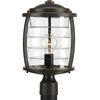 Signal Bay 1-Light Outdoor Post Lantern Oil Rubbed Bronze Clear Seeded Glass