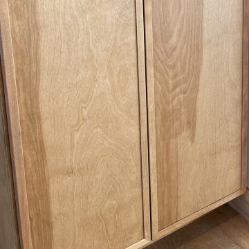 Skinny Shaker Door Kitchen in Birch Pecan Stain