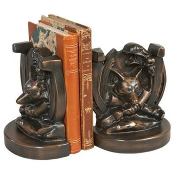 Bookends Bookend EQUESTRIAN Lodge Fox in Horseshoe Resin Hand-Painted