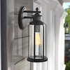 MOTINI Black Outdoor Wall Lights with Motion Sensor, Clear Ribbed Glass Shade