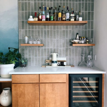 glazed thin brick and encaustic cement tile are the perfect tag team in home