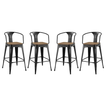 Promenade Bar Stool, Set of 4, Black